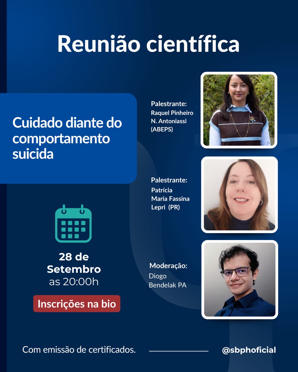 Reunião Científica · Cuidado diante do comportamento suicida